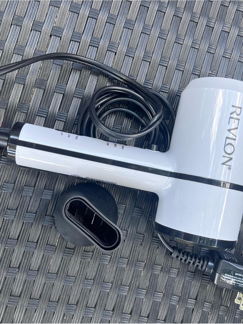 Revlon White and Black Travel Hair Dryer with Nozzle